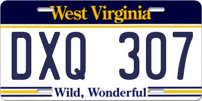 WV license plate DXQ307