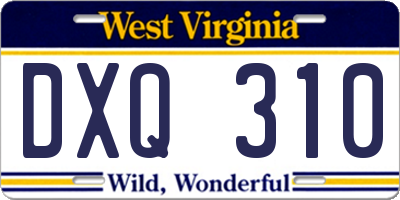 WV license plate DXQ310
