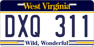 WV license plate DXQ311