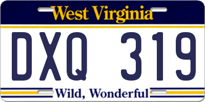 WV license plate DXQ319