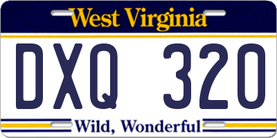 WV license plate DXQ320