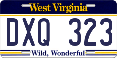 WV license plate DXQ323