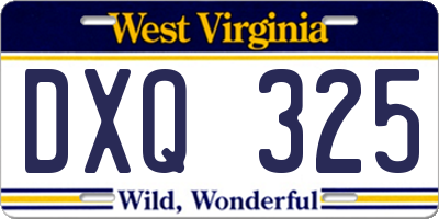 WV license plate DXQ325