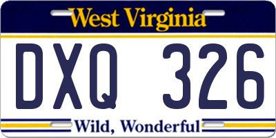 WV license plate DXQ326