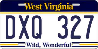 WV license plate DXQ327