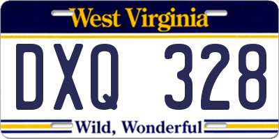 WV license plate DXQ328