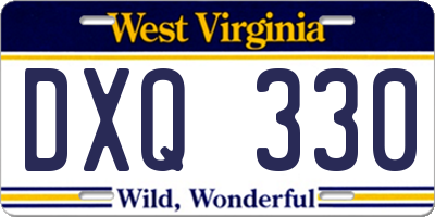WV license plate DXQ330