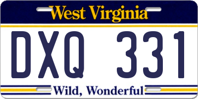 WV license plate DXQ331
