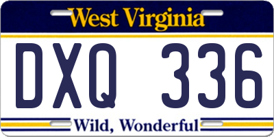 WV license plate DXQ336