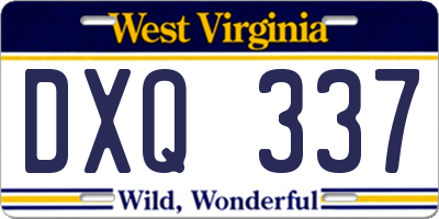 WV license plate DXQ337