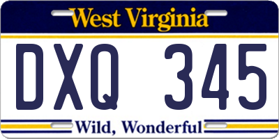 WV license plate DXQ345