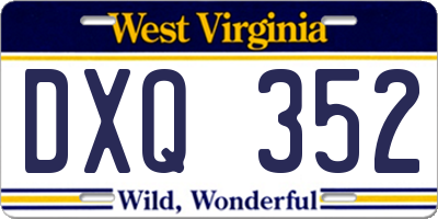 WV license plate DXQ352