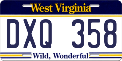 WV license plate DXQ358