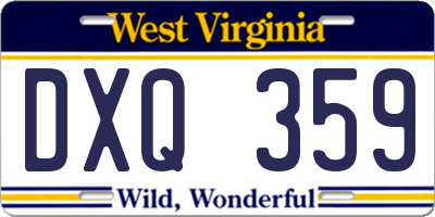 WV license plate DXQ359