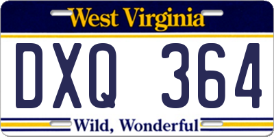 WV license plate DXQ364