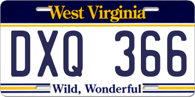 WV license plate DXQ366