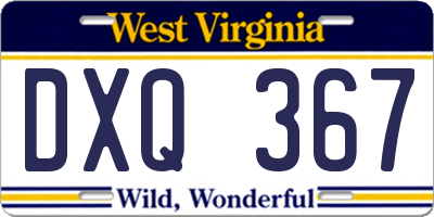 WV license plate DXQ367