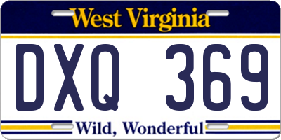 WV license plate DXQ369