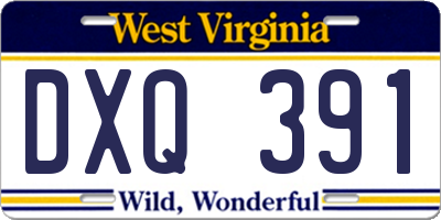 WV license plate DXQ391