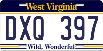 WV license plate DXQ397