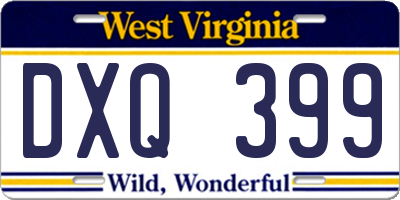 WV license plate DXQ399