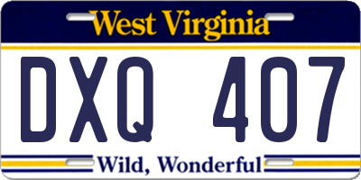 WV license plate DXQ407