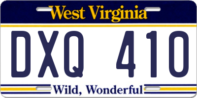 WV license plate DXQ410