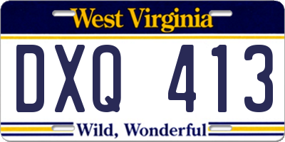 WV license plate DXQ413