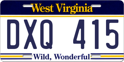 WV license plate DXQ415