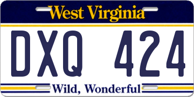WV license plate DXQ424