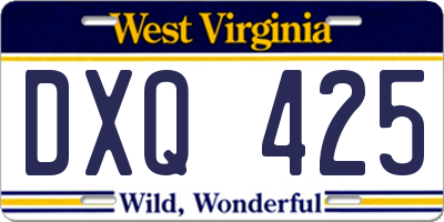 WV license plate DXQ425