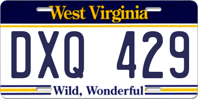WV license plate DXQ429
