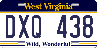 WV license plate DXQ438
