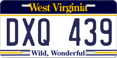 WV license plate DXQ439