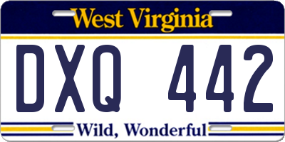 WV license plate DXQ442