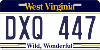 WV license plate DXQ447