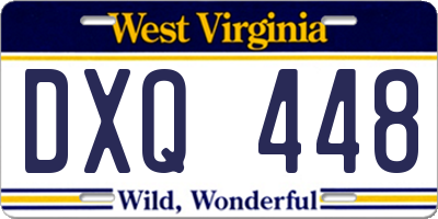 WV license plate DXQ448