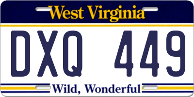 WV license plate DXQ449