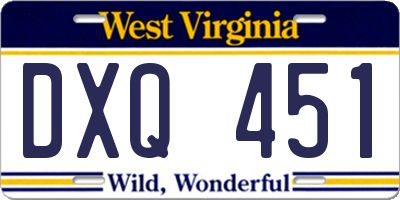 WV license plate DXQ451