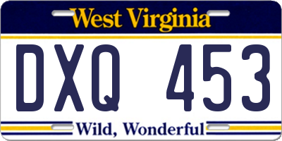 WV license plate DXQ453