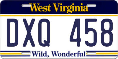 WV license plate DXQ458
