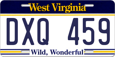 WV license plate DXQ459