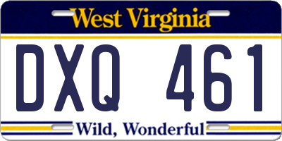 WV license plate DXQ461
