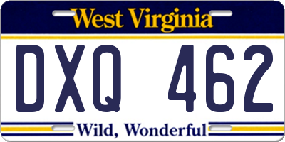 WV license plate DXQ462