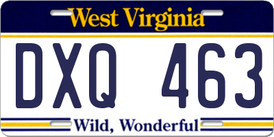 WV license plate DXQ463