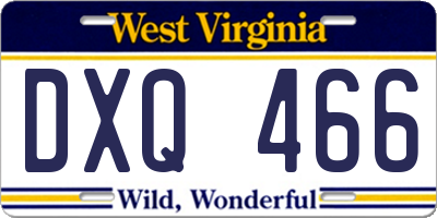 WV license plate DXQ466