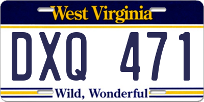 WV license plate DXQ471