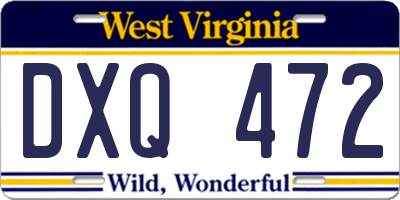 WV license plate DXQ472