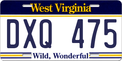 WV license plate DXQ475
