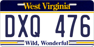 WV license plate DXQ476